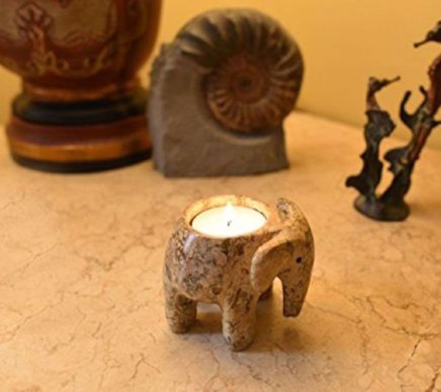 Marble Elephant Candle Light Holder